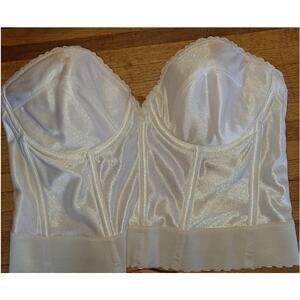 VTG Exclusively Yours Longline Strapless Corset Bra Bustier 38C Low Back White